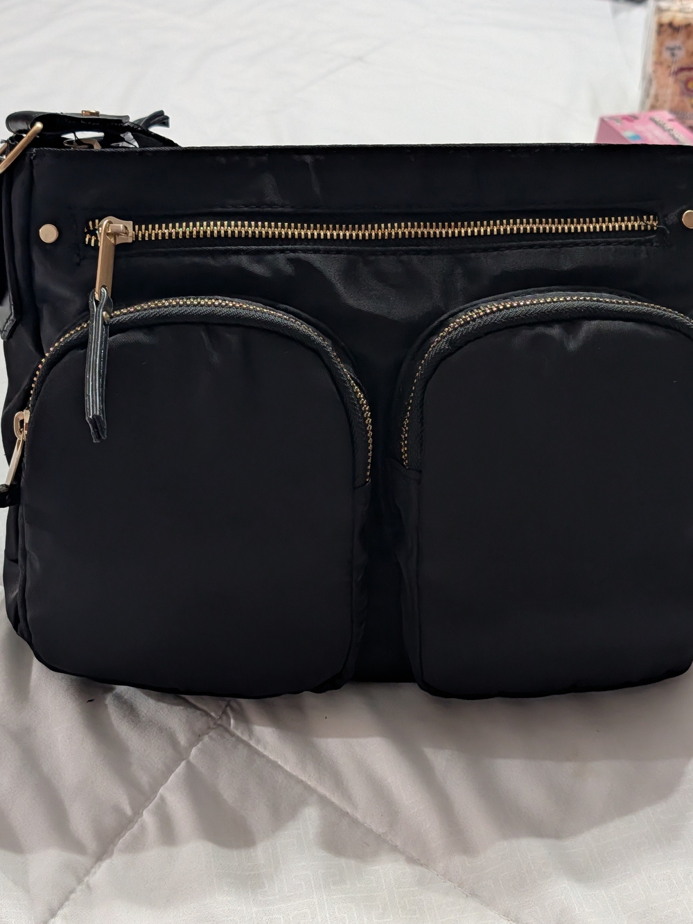 Time and Tru Black Crossbody Bag with Gold Hardware